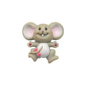 Russ Valentine's Sweetest Mouse Hearts Bow Love Brooch Pin Silver Tone Vintage